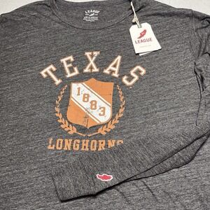 Texas Longhorns T-shirt League '91 Brand Long Sleeve Dark Grey Men's 2XL NWT